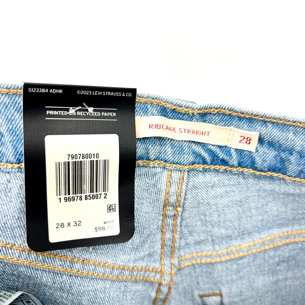 LEVI'S Womens Ribcage Straight Leg Jeans 28x32 Size 6 Light Wash 79078-0010 NWT - Picture 11 of 14